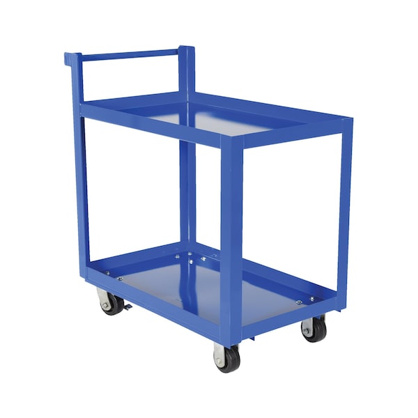 Steel Service Cart, 2 Shelves, 22 x 36, Steel, 1000 lb Load Capacity, 2 Shelves, 21.875" W